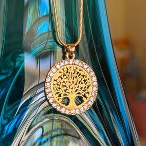 Gold plated tree necklace